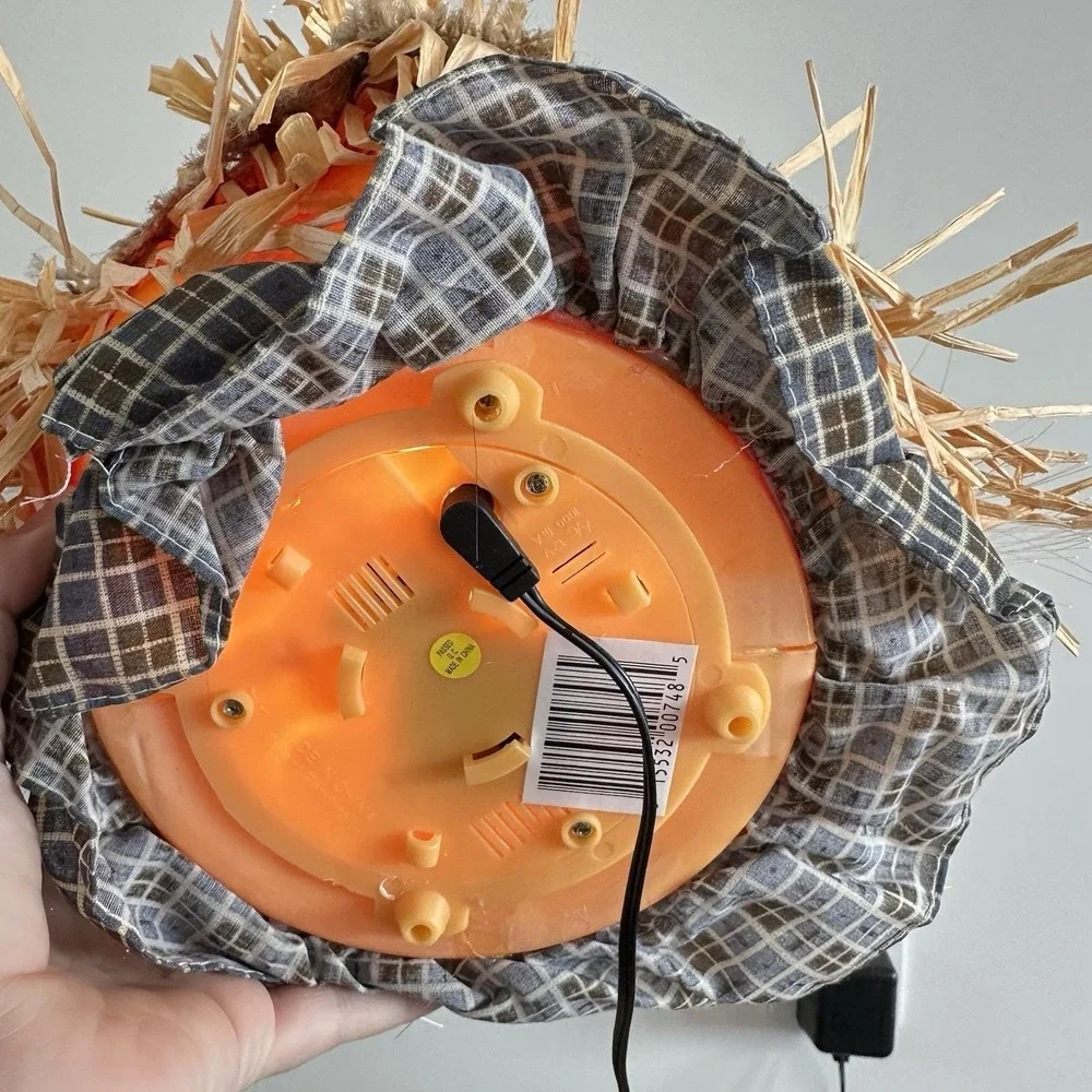 VTG Pumpkin‎ Hollow Fiber Optic Scarecrow Head In Box 10